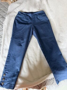 croft & barrow Navy Cropped Ankle Jeans with Hem Button Accents
